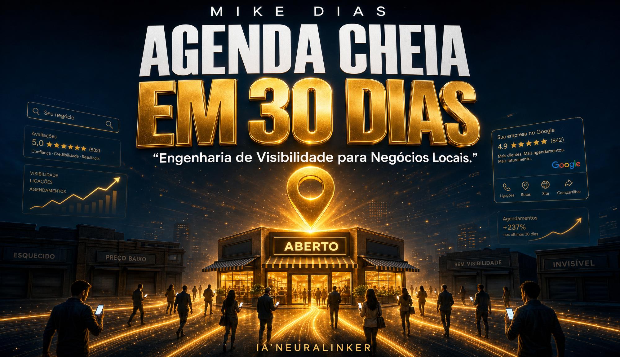 Capa do ebook Agenda Cheia em 30 Dias, de Mike Dias — Engenharia de Visibilidade para Negócios Locais